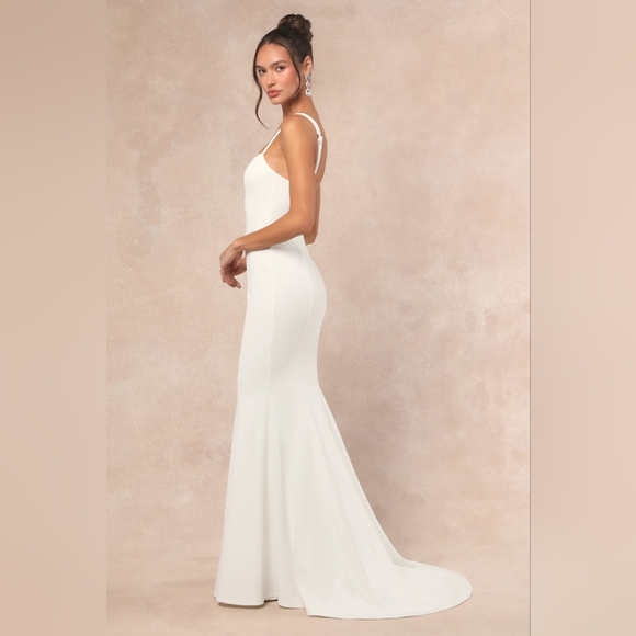 Lulus Safine White Backless Mermaid Maxi Dress XS Wedding Party Bridal Feminine - Picture 3 of 11